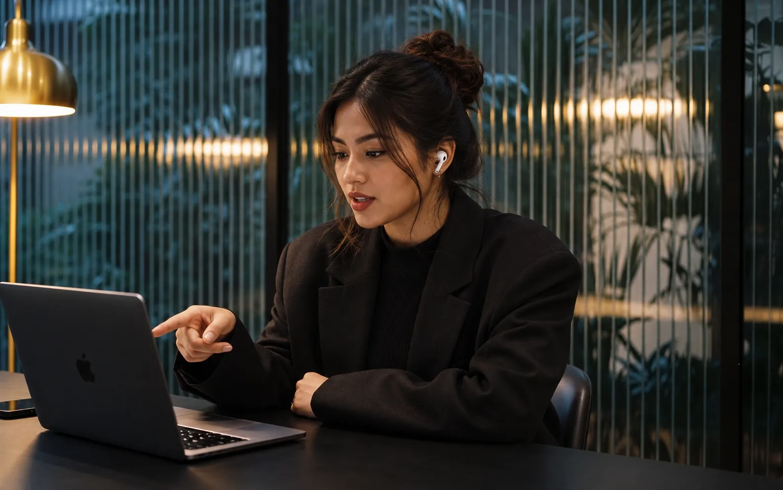 Brand manager reviewing customer engagement on her laptop