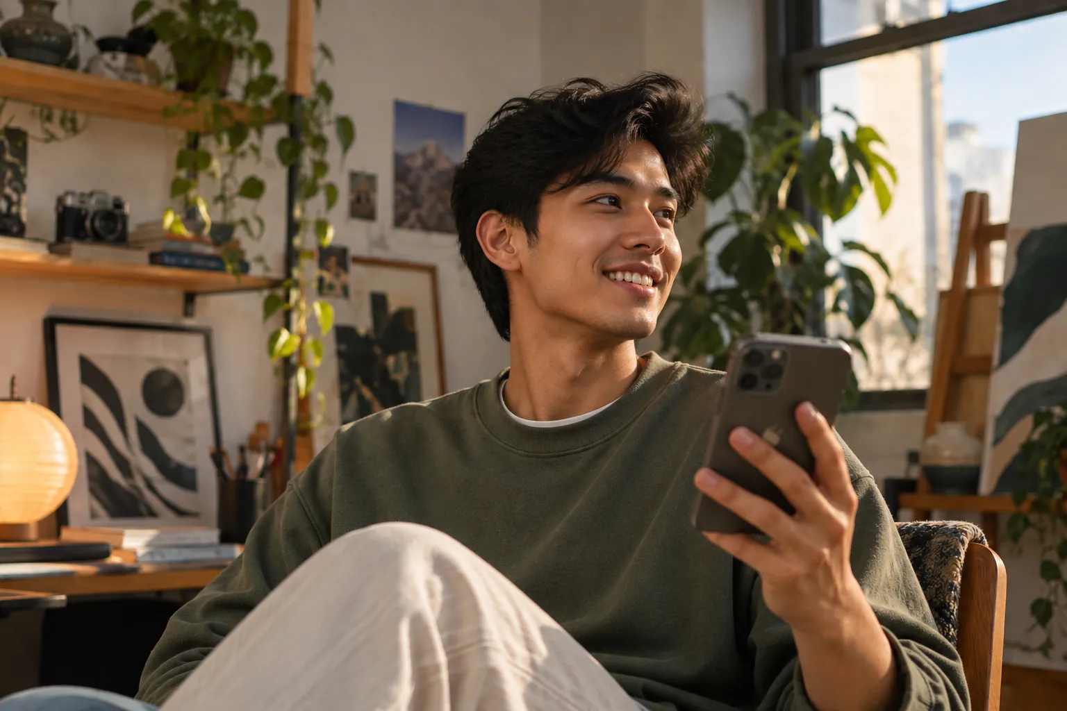 Online seller checking orders from his phone